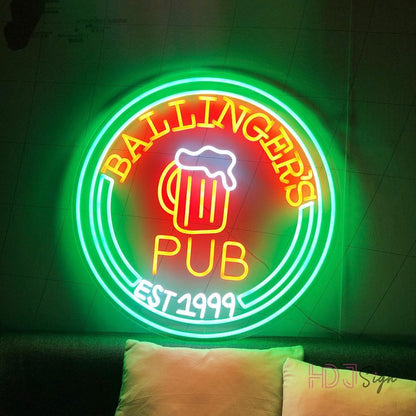 Spitznas Pub Retro Red Green Beer Mug Led Neon Sign For Home Bar Decor | Shineneon