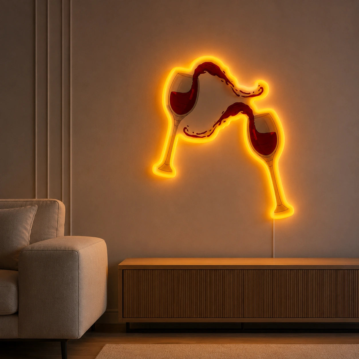 Splashing Wine Glasses LED Neon Sign color grid