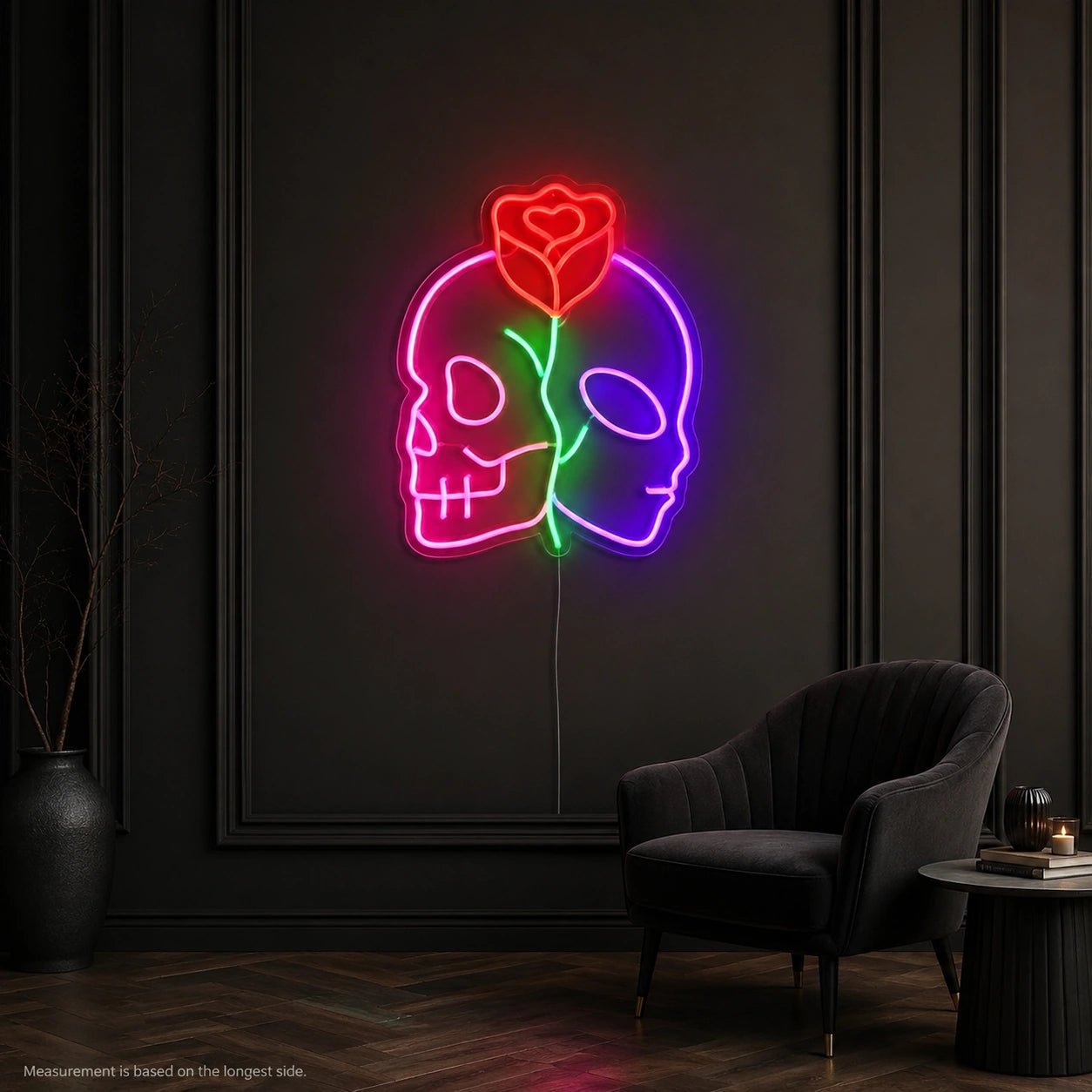 Split Alien Skull Rose LED Neon Sign color grid