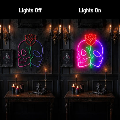 Split Alien Skull Rose LED Neon Sign - Shineneon
