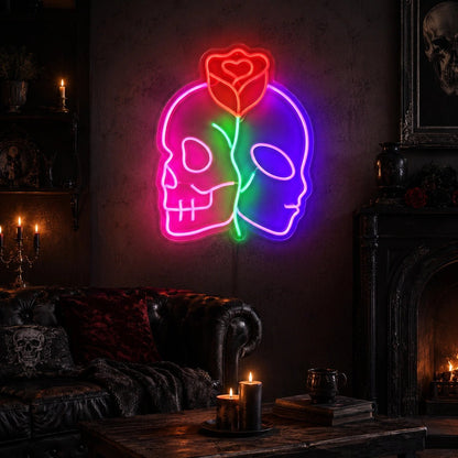 Split Alien Skull Rose LED Neon Sign - Shineneon