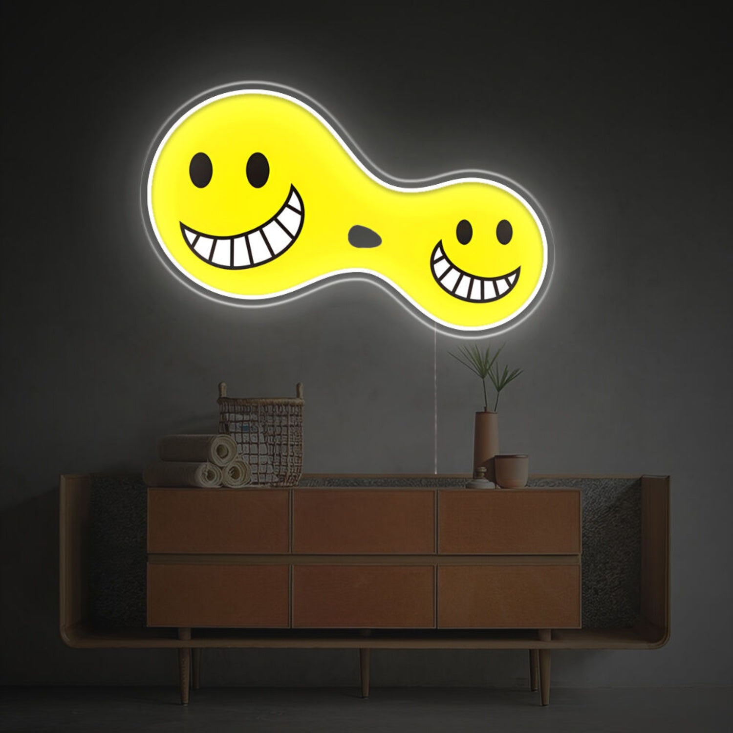 Split Smiley Led Neon Acrylic Artwork | Shineneon