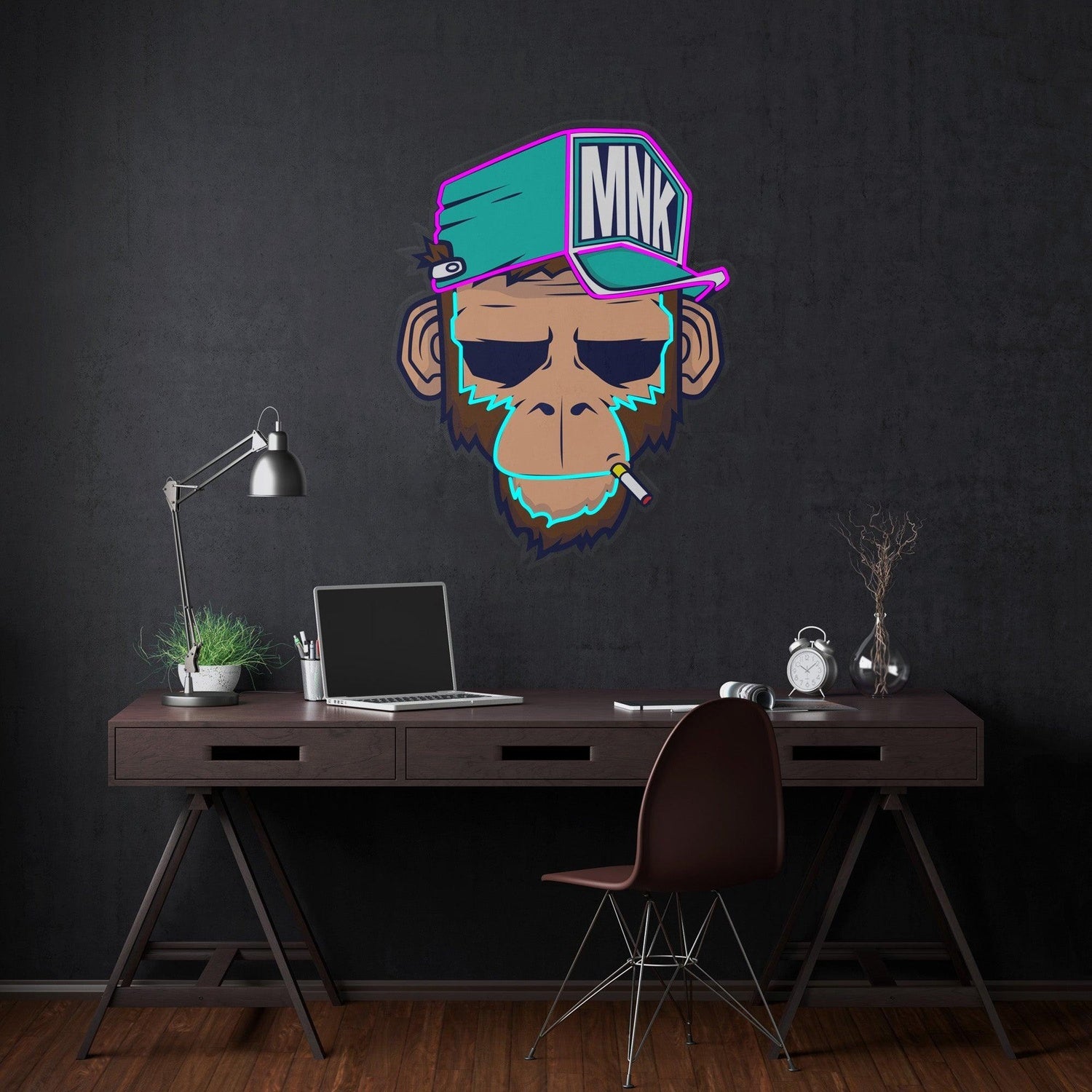 Spoiled Monkey Mnk Pink Blue Uv Printed Led Neon Sign For Indoor Wall Art Studio | Shineneon