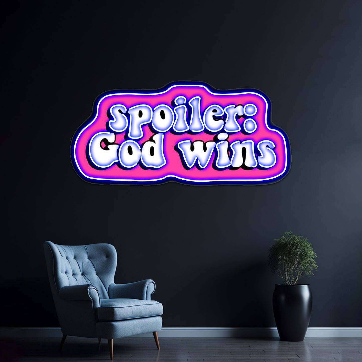 Spolier God Wins Artwork Animal Neon Signs