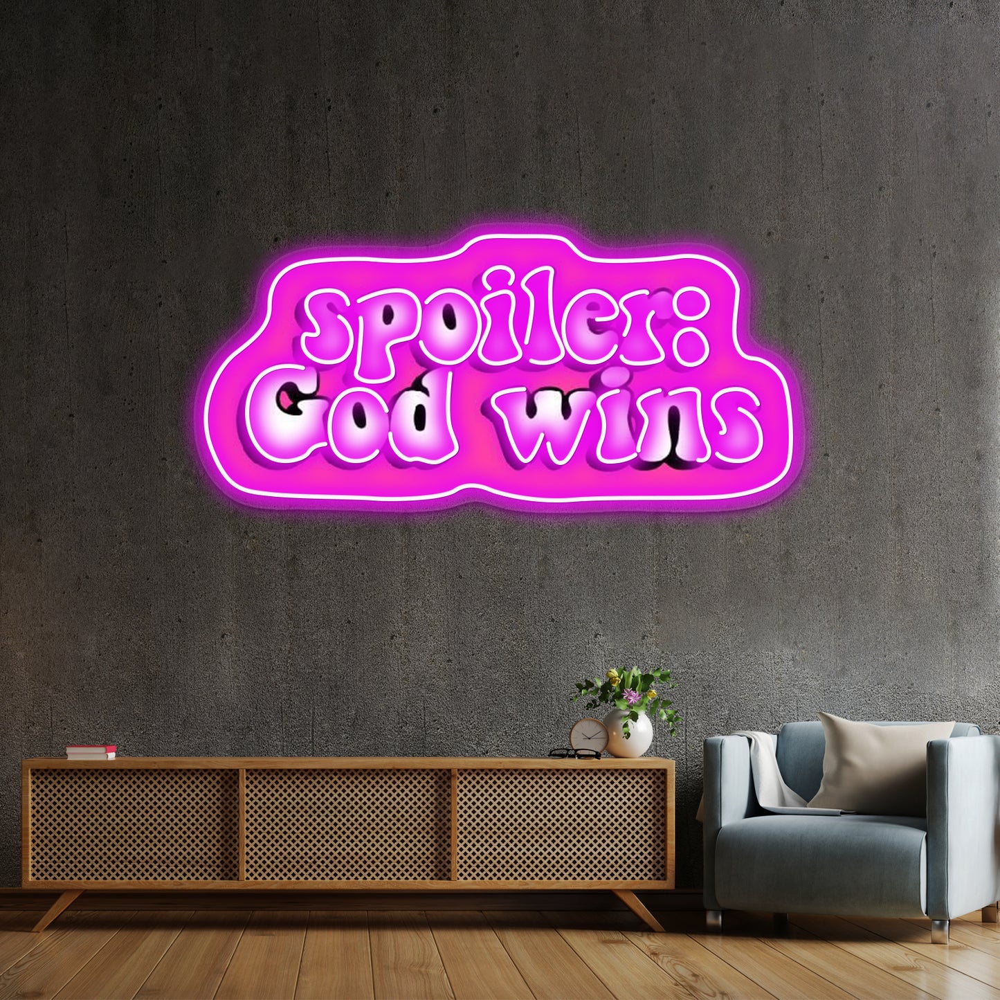 Spolier God Wins Artwork Animal Neon Signs