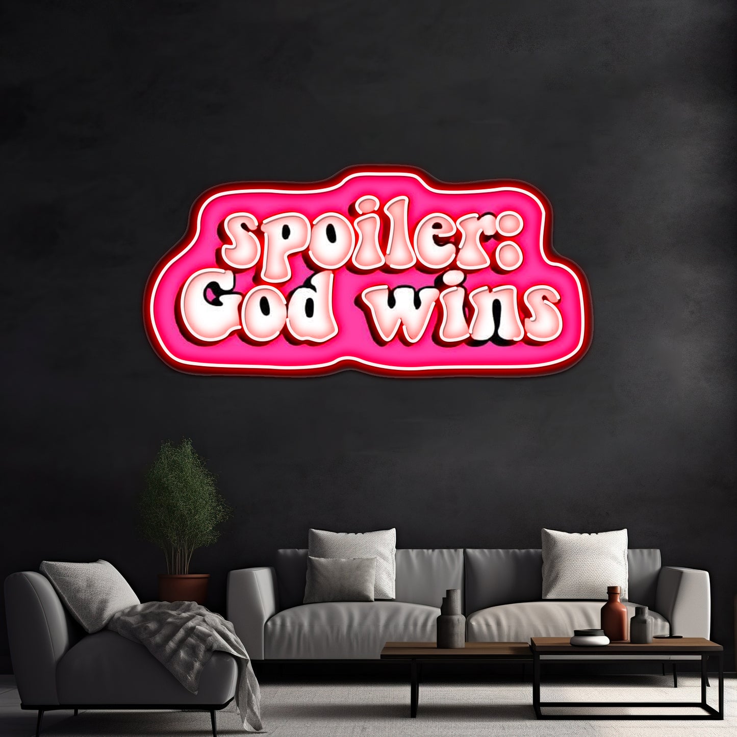 Spolier God Wins Artwork Animal Neon Signs