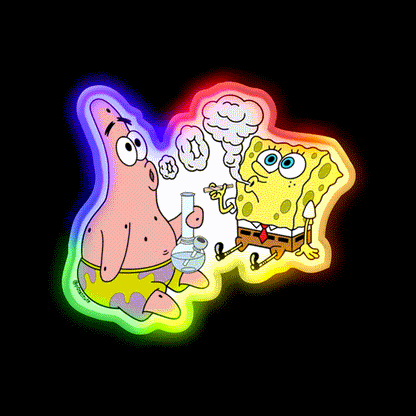 Spongebob And Patrick Weed Cartoon Artneon Green Leaf Led Neon Sign Rgb Color - LED neon sign close-up detail