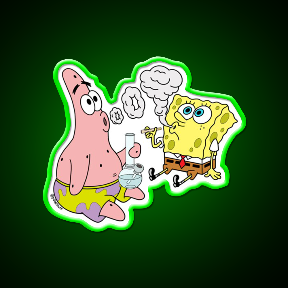Spongebob And Patrick Weed Cartoon Artneon Green Leaf Led Neon Sign Rgb Color - LED neon sign view 8