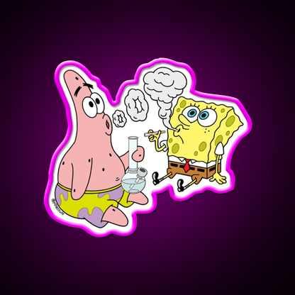 Spongebob And Patrick Weed Cartoon Artneon Green Leaf Led Neon Sign Rgb Color - Shineneon