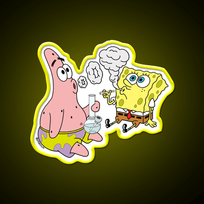 Spongebob And Patrick Weed Cartoon Artneon Green Leaf Led Neon Sign Rgb Color - Shineneon