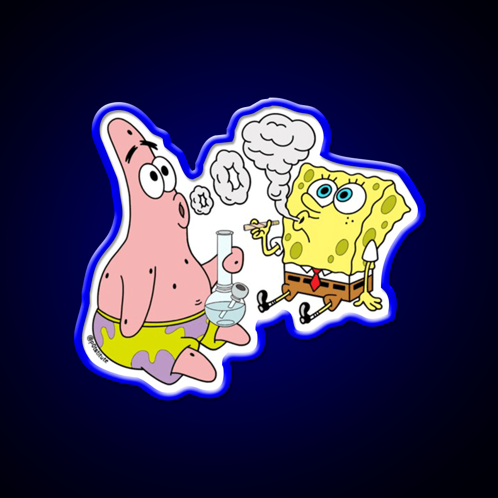 Spongebob And Patrick Weed Cartoon Artneon Green Leaf Led Neon Sign Rgb Color - Shineneon