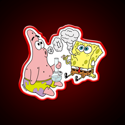 Spongebob And Patrick Weed Cartoon Artneon Green Leaf Led Neon Sign Rgb Color - Shineneon