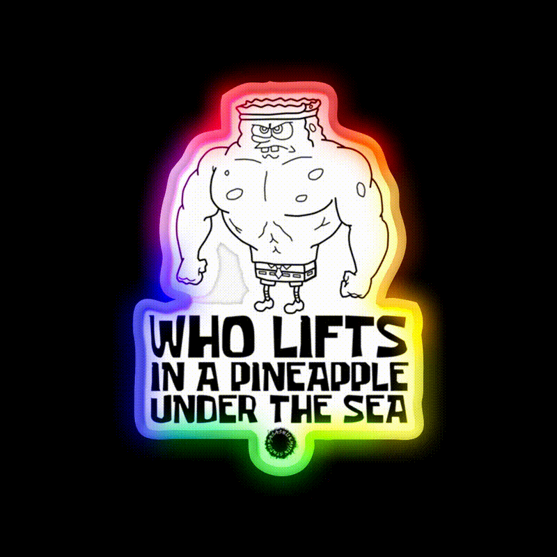 Spongebob Who Lifts Black Gym Gear Gym Fitness Led Neon Sign Rgb Color