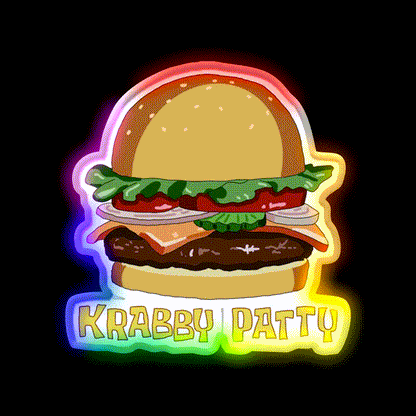Spongebobs Squarepants Krabby Patty Led Neon Sign For Burger Place Rgb Color - LED neon sign close-up detail