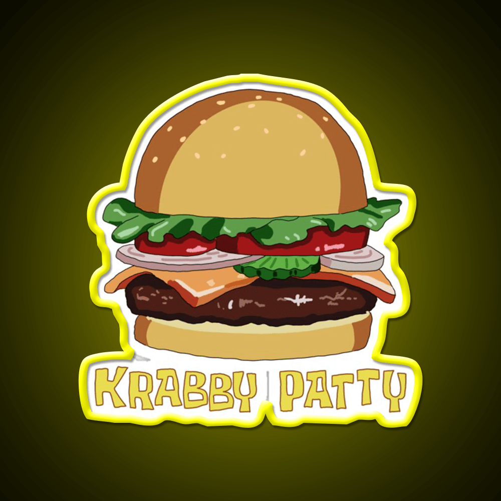 Spongebobs Squarepants Krabby Patty Led Neon Sign For Burger Place Rgb Color - Shineneon