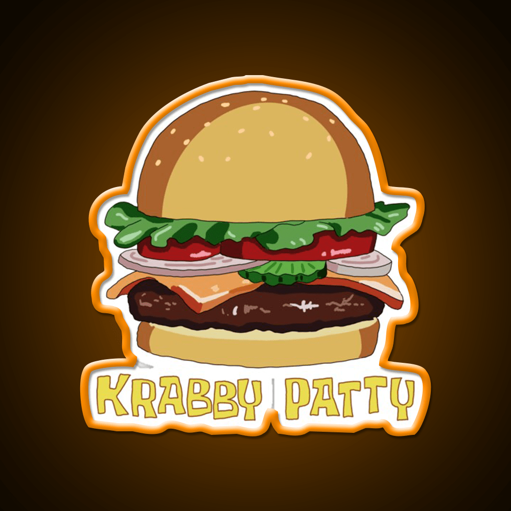 Spongebobs Squarepants Krabby Patty Led Neon Sign For Burger Place Rgb Color - Shineneon