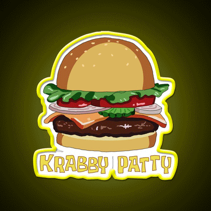 Spongebobs Squarepants Krabby Patty Led Neon Sign For Burger Place Rgb Color - Custom LED neon sign front view