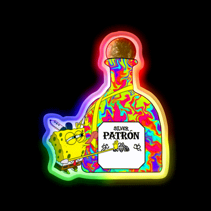Spongebobxpatron Party Drink Tequila Led Neon Sign Rgb Color - LED neon sign close-up detail