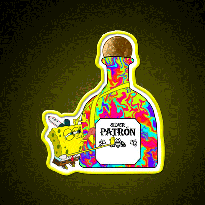 Spongebobxpatron Party Drink Tequila Led Neon Sign Rgb Color - Custom LED neon sign front view