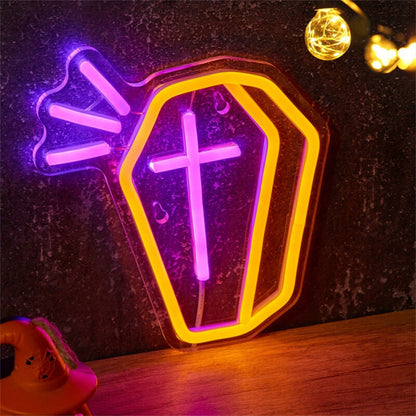 Spooky Backboard Led Neon Light In A Tombstone Shape | Shineneon