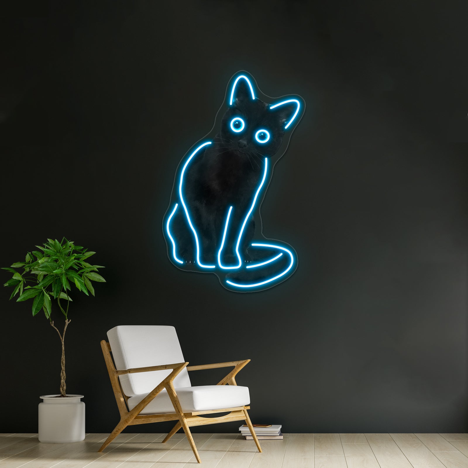 Spooky Cute Cat Artwork Custom Led Signs | Shineneon