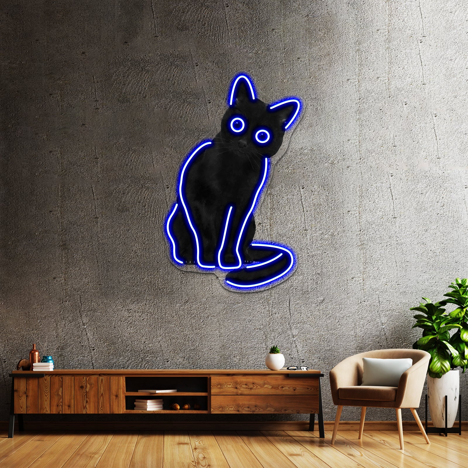 Spooky Cute Cat Artwork Custom Led Signs | Shineneon