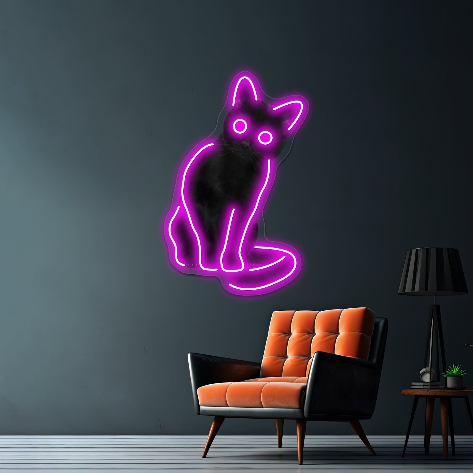 Spooky Cute Cat Artwork Custom Led Signs | Shineneon
