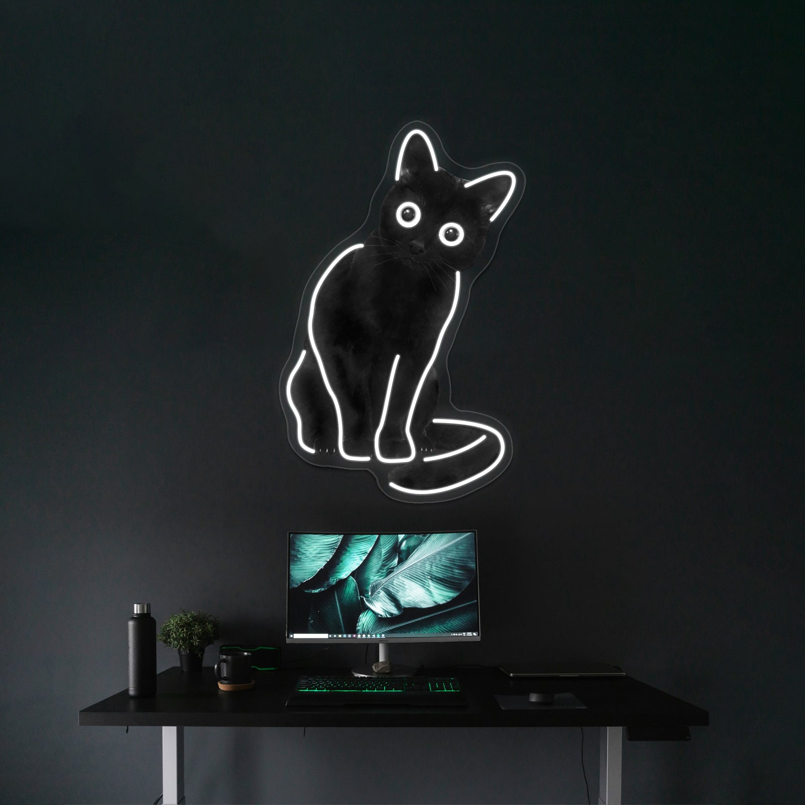 Spooky Cute Cat Artwork Custom Led Signs | Shineneon