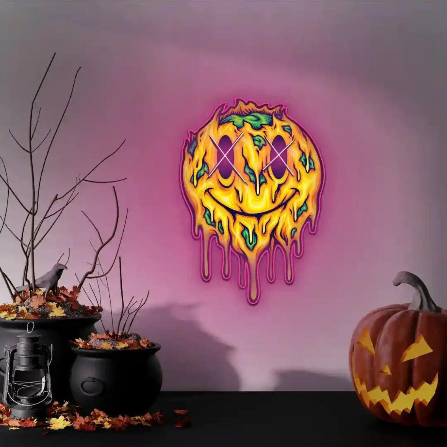 Spooky Glowing Melted Pumpkin Halloween Led Neon Sign | Shineneon