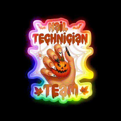 Spooky Halloween Nail Tech Trick Or Treat Nail Salon Led Neon Sign Rgb Color - LED neon sign close-up detail