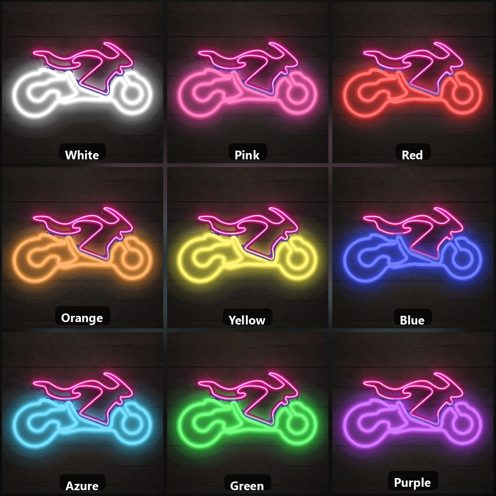 Sport Motorcycle Rectangle Vintage LED Neon Sign color grid