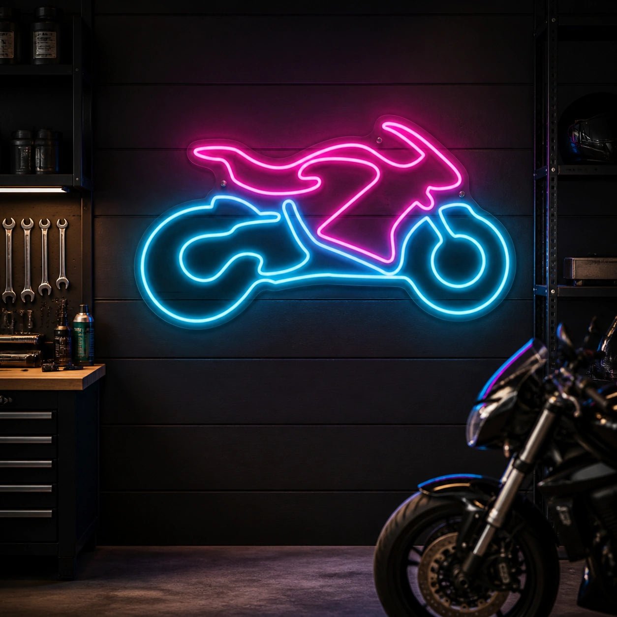 Sport Motorcycle Rectangle Vintage LED Neon Sign - Shineneon