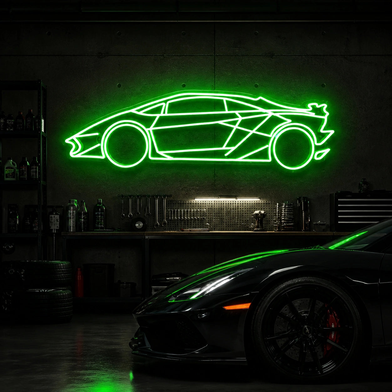 Sports Car Outline Vintage LED Neon Sign real lifestyle scene