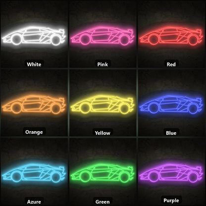 Sports Car Outline Vintage LED Neon Sign color grid