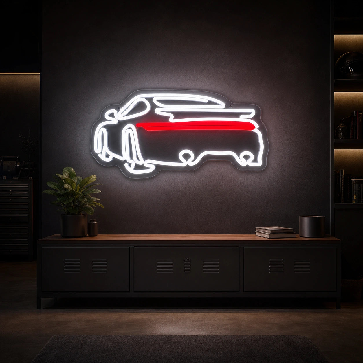 Sports Car Rear View LED Neon Sign Garage Man Cave Neon Sign real lifestyle scene