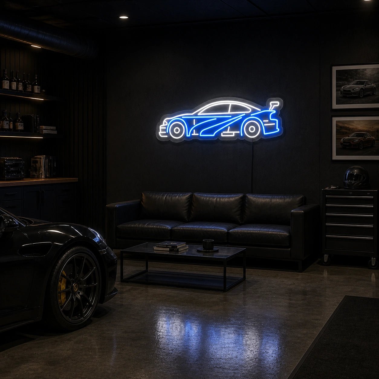 Sports Car Silhouette Vintage LED Neon Sign - Shineneon