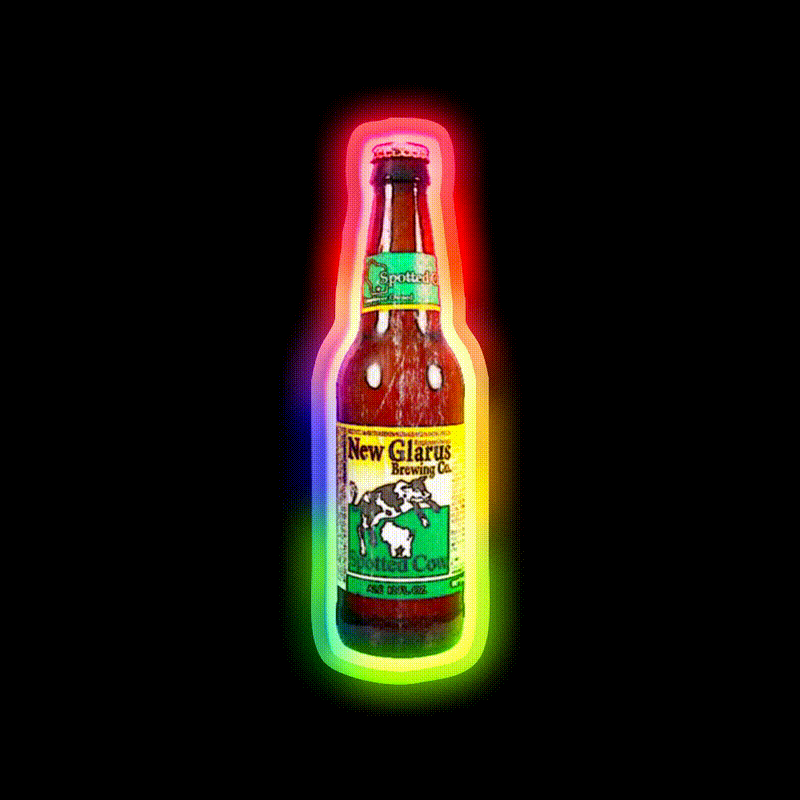 Spotted Cow Bottles Beer Bar Decor Led Neon Sign Rgb Color