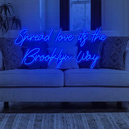 Spread Love Its The Brooklyn Way Blue Led Neon Sign For Living Room Decor | Shineneon