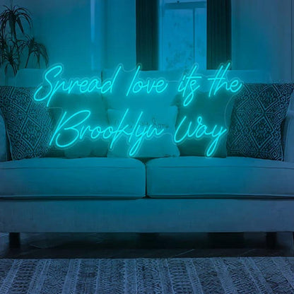 Spread Love Its The Brooklyn Way Blue Led Neon Sign For Living Room Decor | Shineneon