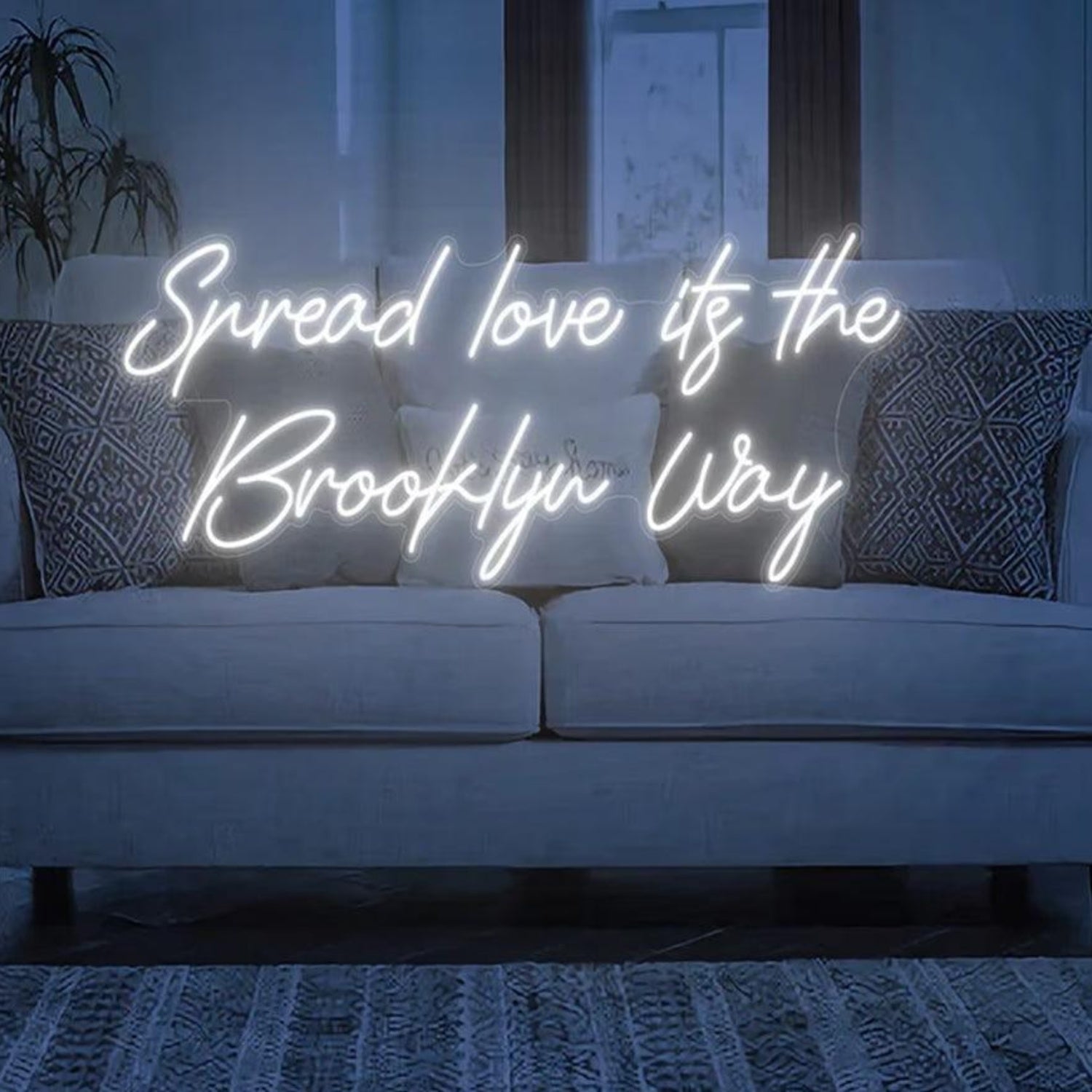 Spread Love Its The Brooklyn Way Blue Led Neon Sign For Living Room Decor | Shineneon