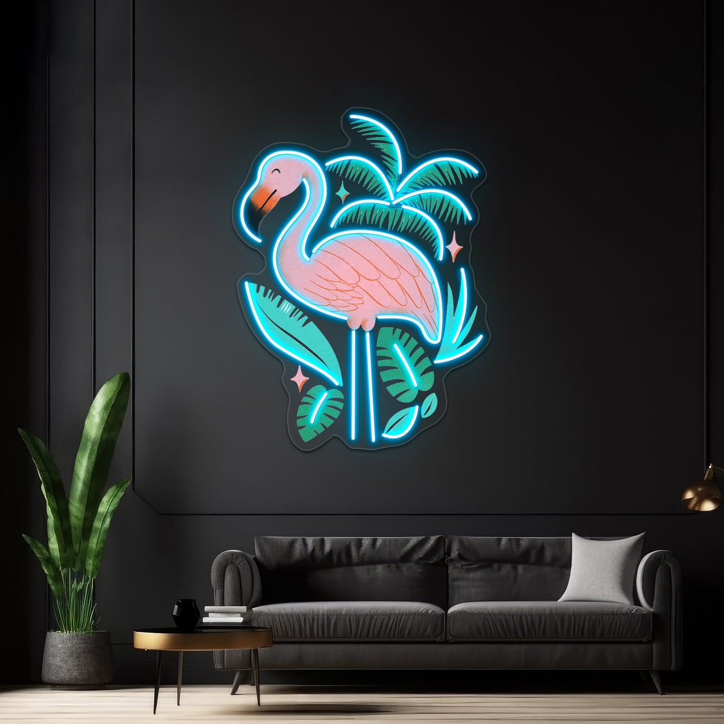 Spring Flamingo Artwork Neon Sign Artwork For Sale