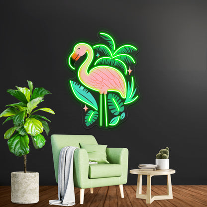 Spring Flamingo Artwork Neon Sign Artwork For Sale