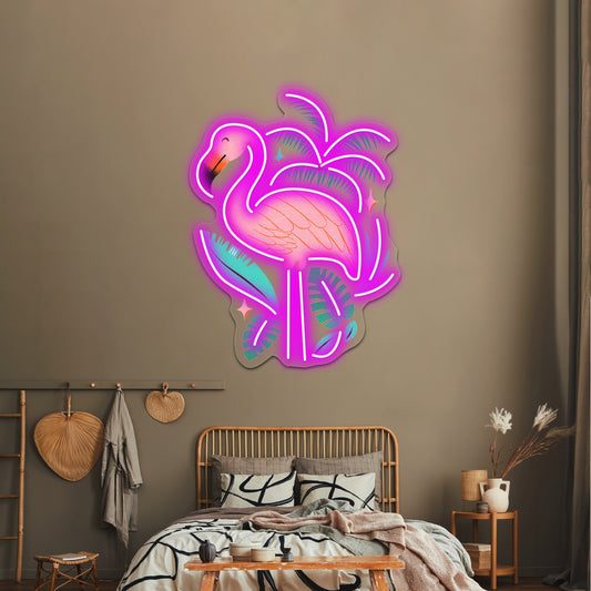 Spring Flamingo Artwork Neon Sign Artwork For Sale