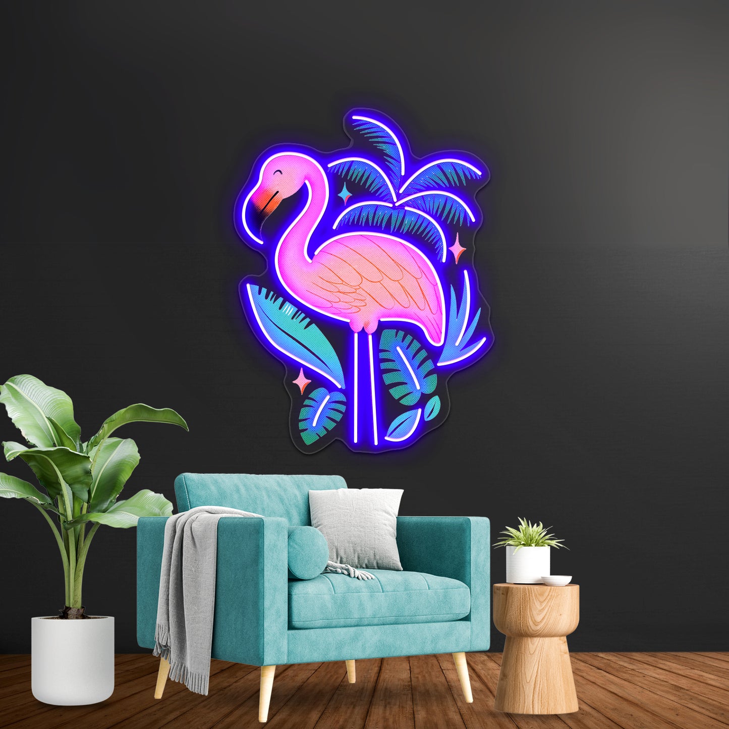 Spring Flamingo Artwork Neon Sign Artwork For Sale