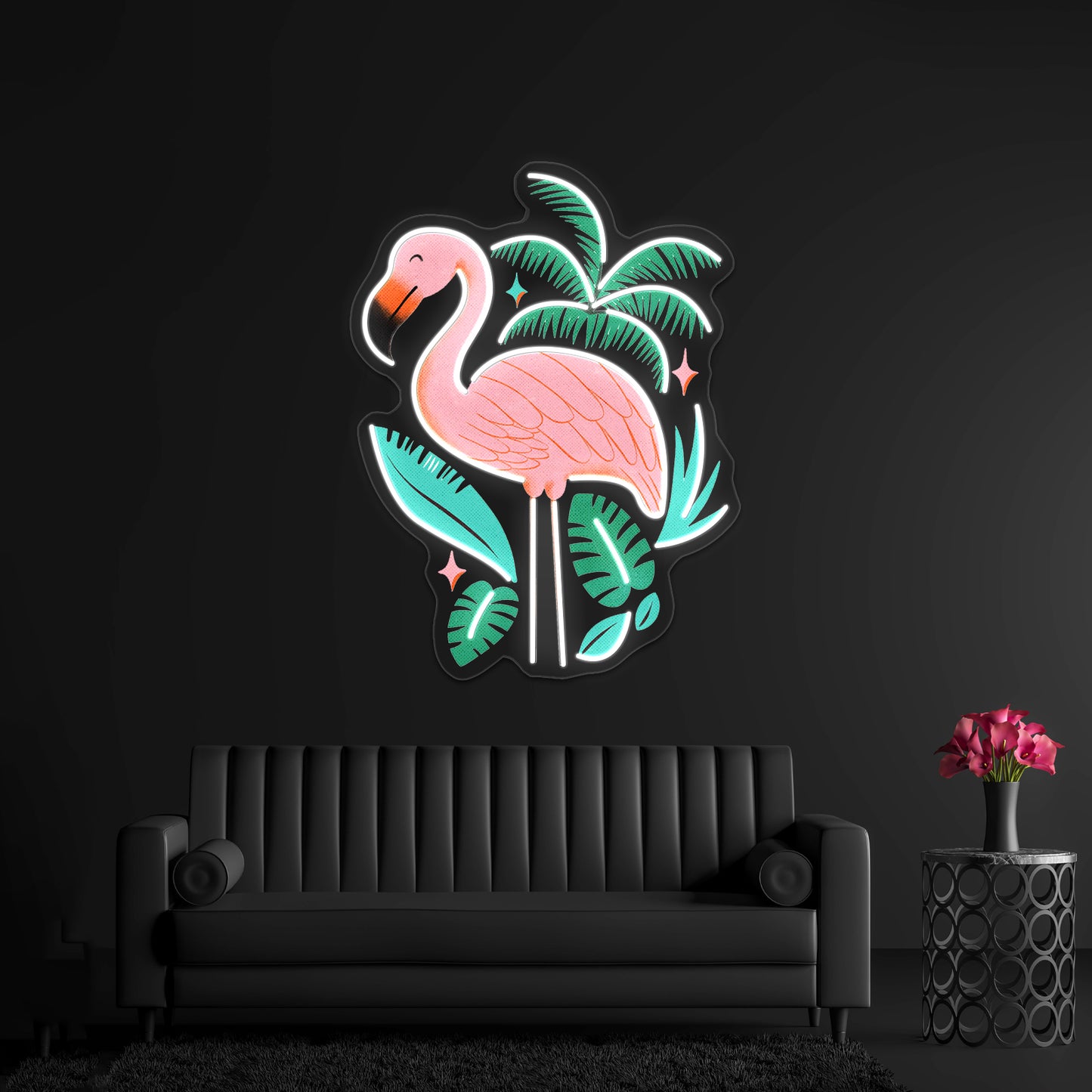 Spring Flamingo Artwork Neon Sign Artwork For Sale