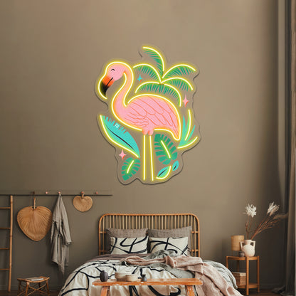 Spring Flamingo Artwork Neon Sign Artwork For Sale