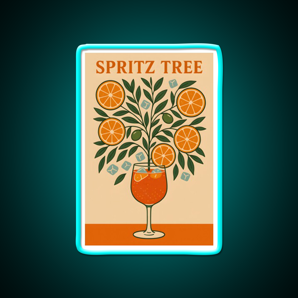 Spritz Tree Cocktail Art Print Cocktail Bar Decor Led Neon Sign Rgb Color - Size and dimension reference