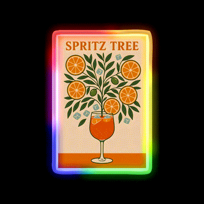 Spritz Tree Cocktail Art Print Cocktail Bar Decor Led Neon Sign Rgb Color - LED neon sign close-up detail