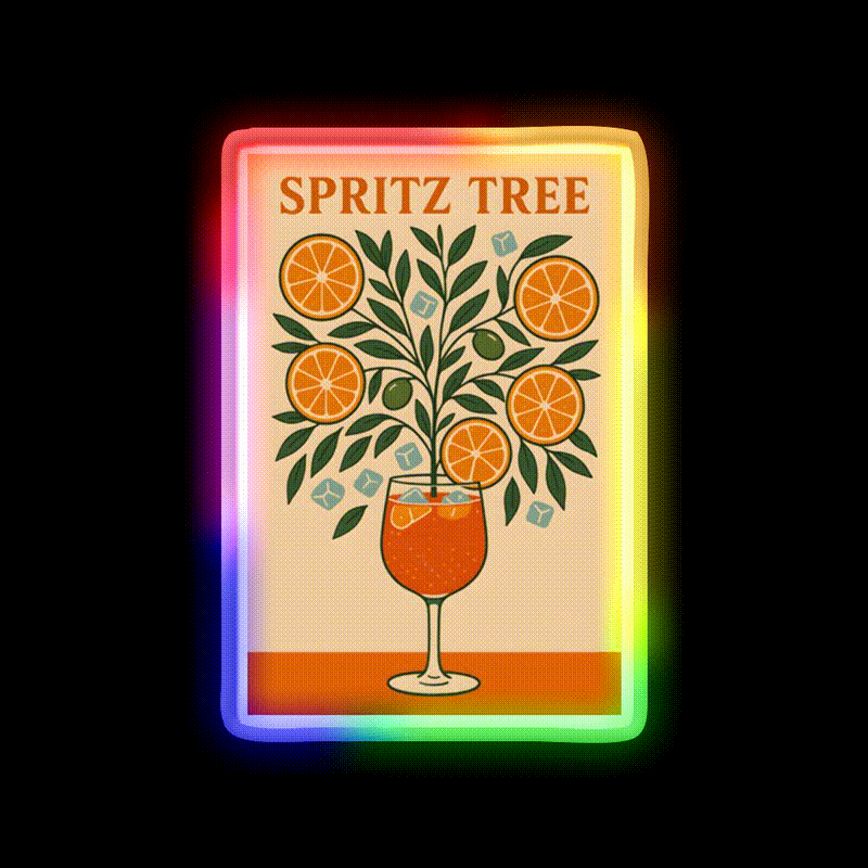 Spritz Tree Cocktail Art Print Cocktail Bar Decor Led Neon Sign Rgb Color - LED neon sign close-up detail