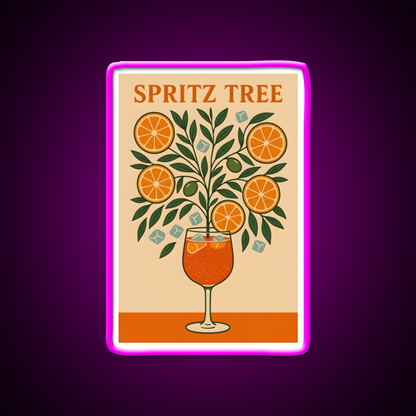 Spritz Tree Cocktail Art Print Cocktail Bar Decor Led Neon Sign Rgb Color - Neon sign mounted on wall in room
